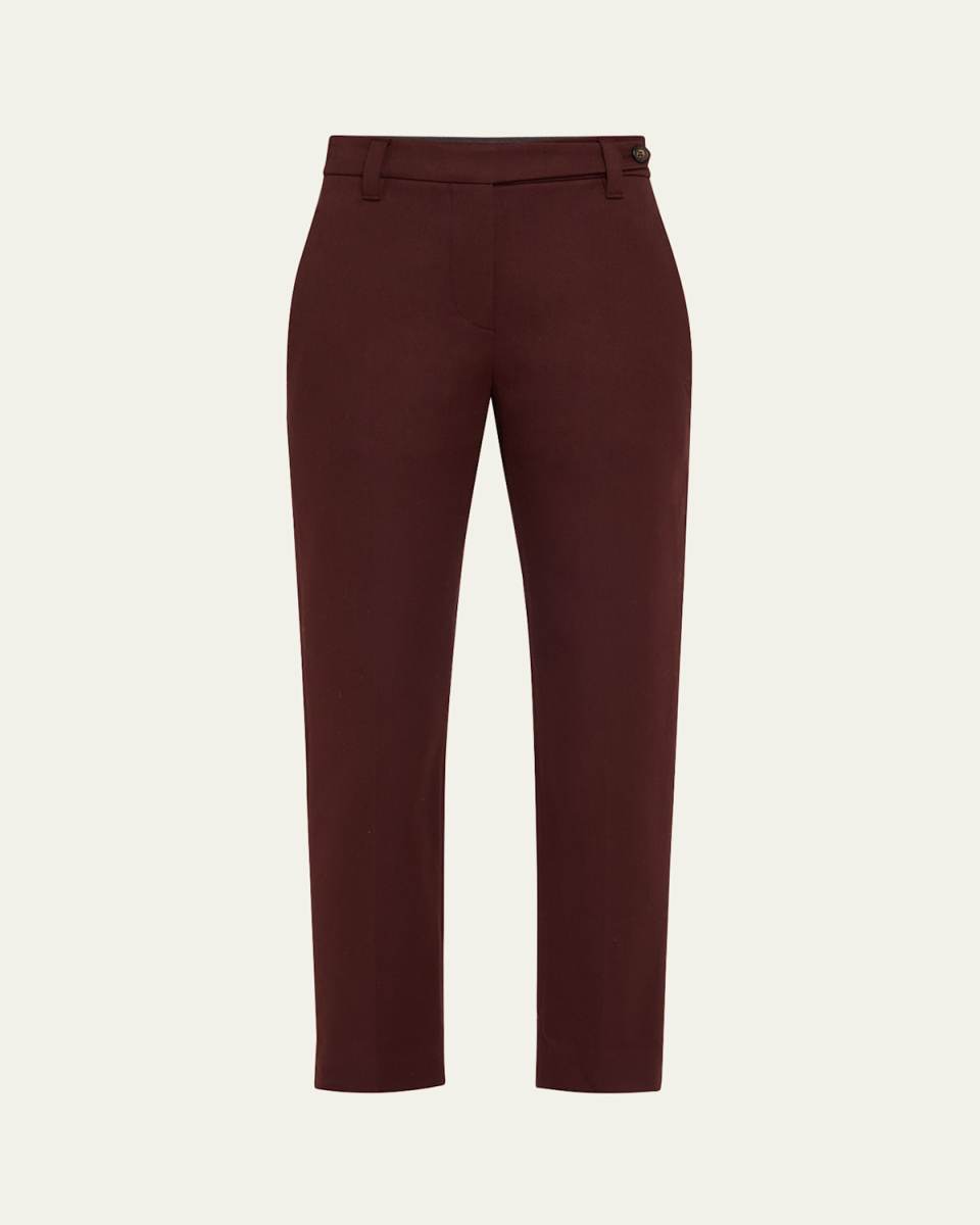 Cotton Twill Slim-Leg Ankle Pants